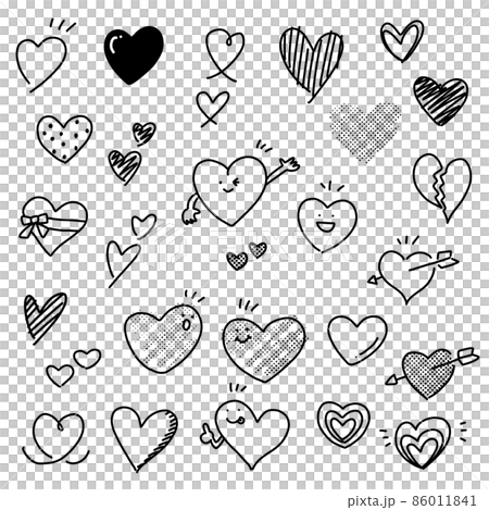 Heart mark Rough handwriting Various heart mark sets Monochrome Heart mark Rough handwriting Various heart mark sets Monochrome 86011841