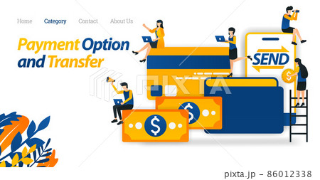 Icon Storage, Transfer and Payment Options with Money, Wallets, Credit Cards and Mobile. Vector Illustration, Flat Icon Style Suitable for Web Landing Page, Banner, Flyer, Sticker, Wallpaper, Card, UI 86012338
