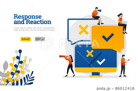 Response and Reaction processing application from user comments for products vector illustration concept can be use for, landing page, template, ui ux, web, mobile app, poster, banner, website 86012416