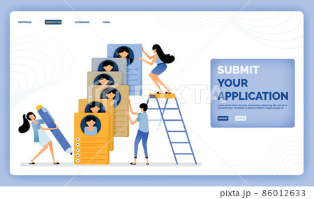 vector illustration of sorting job applicants resumes to take best criteria that profitable for the company. Design can be used for landing page, web, website, mobile apps, poster, flyer, ui ux 86012633