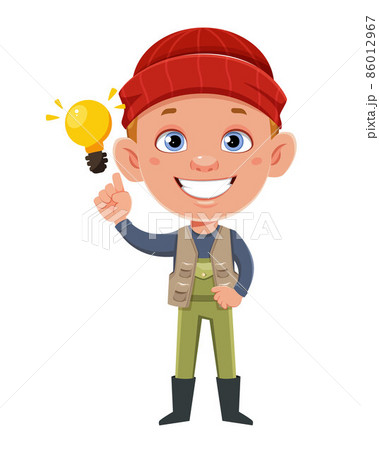 Fisherman having a good idea. Cheerful fisher 86012967