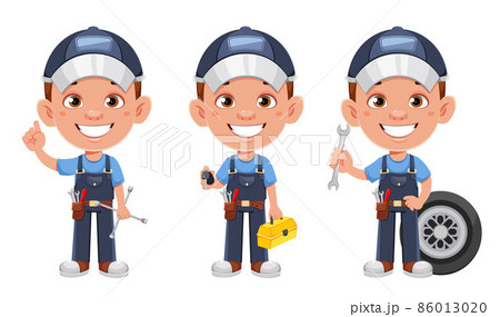 Auto mechanic cartoon character. 86013020