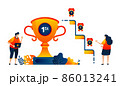 People get trophy medals for first, second, third place. Celebrating victory. Vector illustration concept can be use for landing page, template, ui ux, web, mobile app, poster, banner, website, flyer 86013241