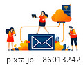 People access email storage and backups on a cloud network system technology. Vector illustration concept can be use for landing page, template, ui ux, web, mobile app, poster, banner, website, flyer 86013242