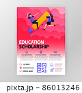 business seminar posters about learning and education scholarships with flat cartoon illustration. flyer business pamphlet brochure magazine cover design layout space for vector print template in A4 86013246