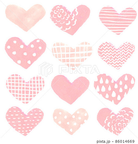 水彩で描いたハートのイラスト 86014669