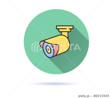 Surveillance camera icon with long shadow for graphic and web design. Surveillance camera icon with long shadow for graphic and web design. 86015004