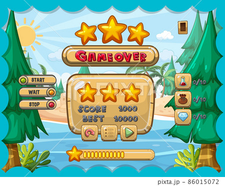 Game user interface with game over and three stars 86015072