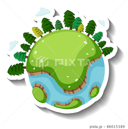 Earth planet with trees in cartoon style 86015389