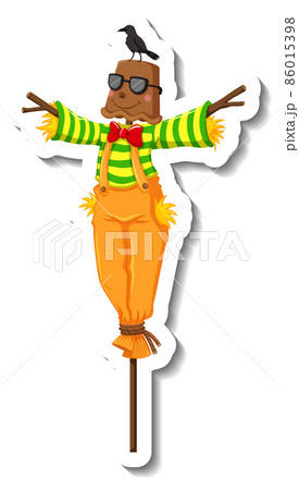 Scarecrow dressed like clown in cartoon style Scarecrow dressed like clown in cartoon style 86015398