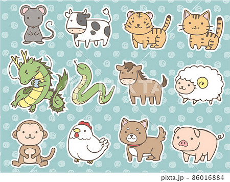 海外の十二支(チベット・タイ・ベラルーシ)_白フチ 海外の十二支(チベット・タイ・ベラルーシ)_白フチ 86016884