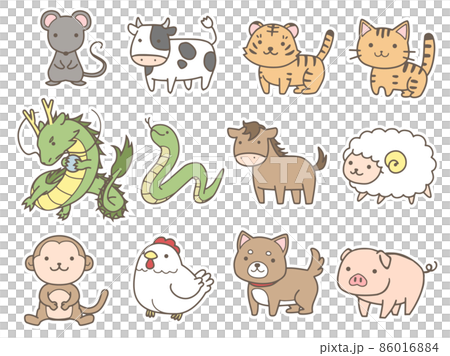 海外の十二支(チベット・タイ・ベラルーシ)_白フチ 海外の十二支(チベット・タイ・ベラルーシ)_白フチ 86016884