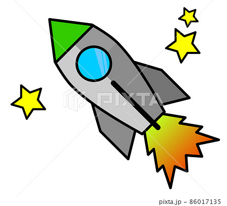 宇宙空間で高速移動するロケット 86017135