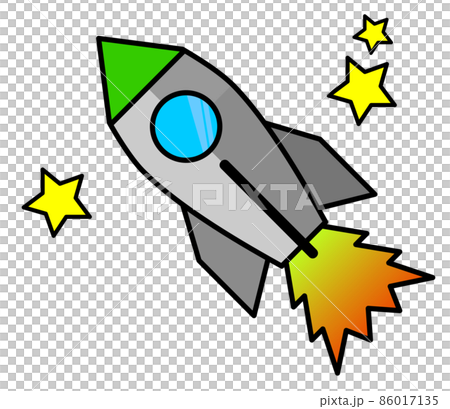 宇宙空間で高速移動するロケット 86017135