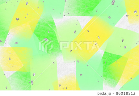 背景素材　緑と黄色の水彩絵具　キラキラ　テクスチャ　 86018512
