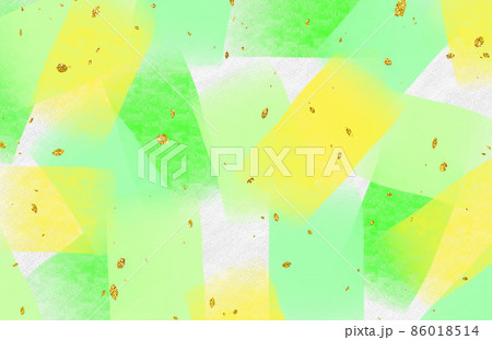 背景素材　緑と黄色の水彩絵具　キラキラ　テクスチャ　 86018514