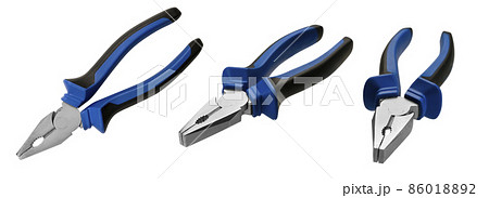 Pliers in different angles on a white background Pliers in different angles on a white background 86018892