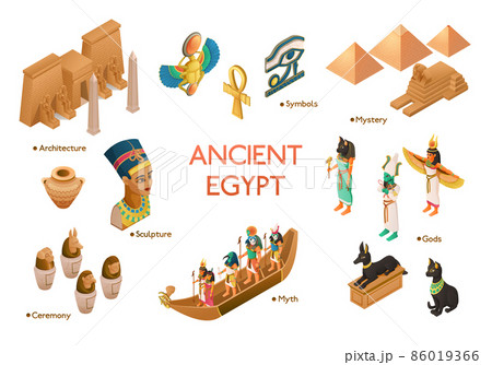 Ancient Egypt Culture Isometric Icons 86019366