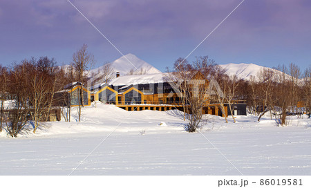 buildings of the recreation center Golubaya Loguna on the Kamchatka Peninsula buildings of the recreation center Golubaya Loguna on the Kamchatka Peninsula 86019581