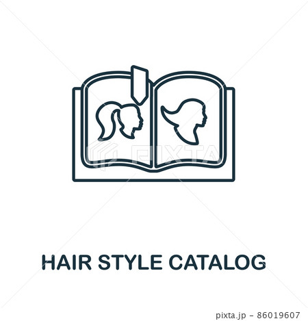 Hair Style Catalog icon. Line element from hairdresser collection. Linear Hair Style Catalog icon sign for web design, infographics and more. 86019607
