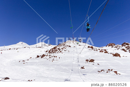 Ski lift in Ski Resort high in the mountains 86020526