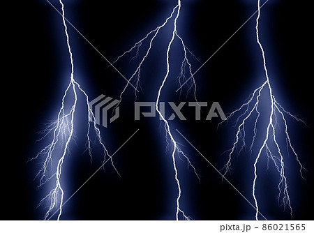 Some different lightning bolts isolated on black Some different lightning bolts isolated on black 86021565