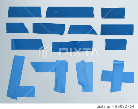 Vector illustration set of different slices of a adhesive tape with shadow and wrinkles Vector illustration set of different slices of a adhesive tape with shadow and wrinkles 86022754