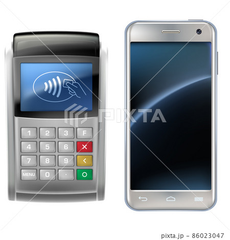 Vector illustration in a realistic style the concept of mobile payments using the application on your smartphone. 86023047