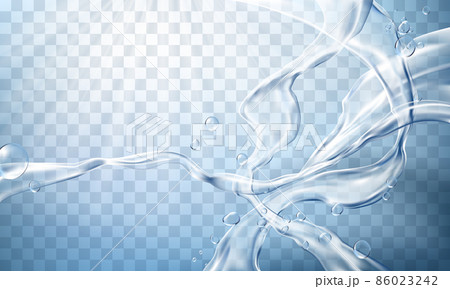 Vector flows and drops of crystal clear water of light blue color 86023242