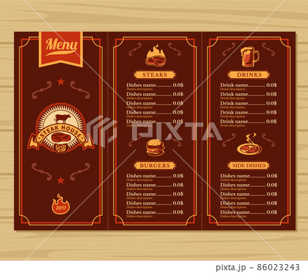 Template for the restaurant menu 86023243
