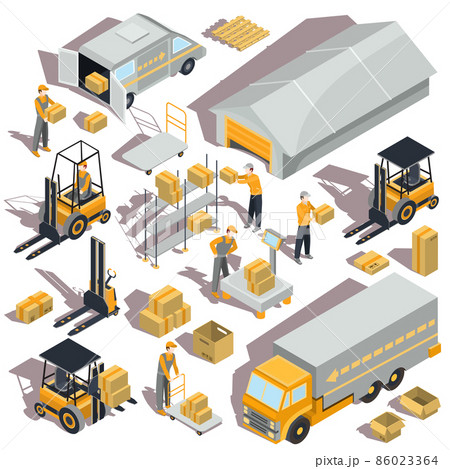 Vector logistic and delivery isometric icons 86023364