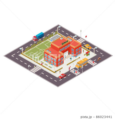 Vector isometric illustration of school building Vector isometric illustration of school building 86023441