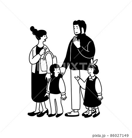 4人家族のシンプルなイラストのイラスト素材