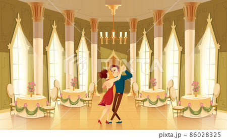 Vector ballroom, hall with dancers in palace 86028325