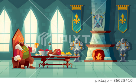 Vector feast concept, king eats food, meal 86028410