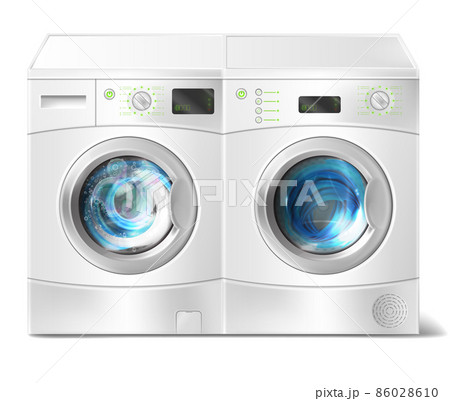 Vector washer and dryer with laundry inside Vector washer and dryer with laundry inside 86028610