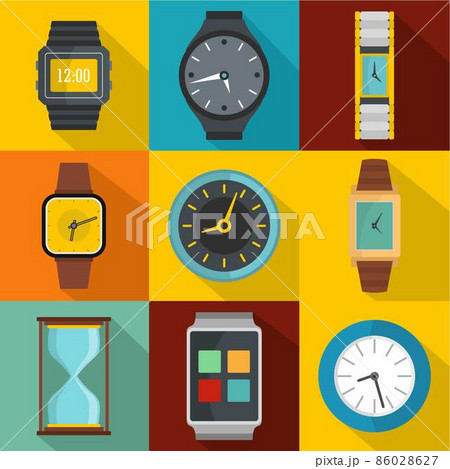 Sync signal icons set, flat style 86028627