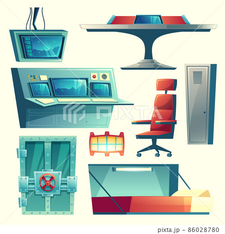 Vector set with equipment for underground bunker Vector set with equipment for underground bunker 86028780