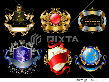 Vector set of colorful royal stickers or emblems 86028877