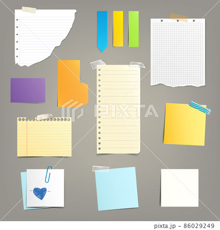 Set of vector illustrations of different paper leaves. 86029249