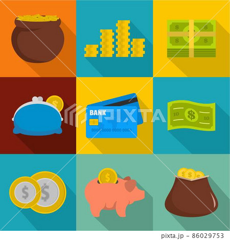 Hoarding icons set, flat style 86029753