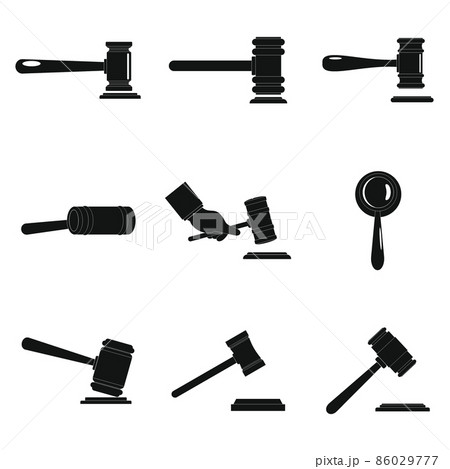 Judge hammer icons set, simple style Judge hammer icons set, simple style 86029777
