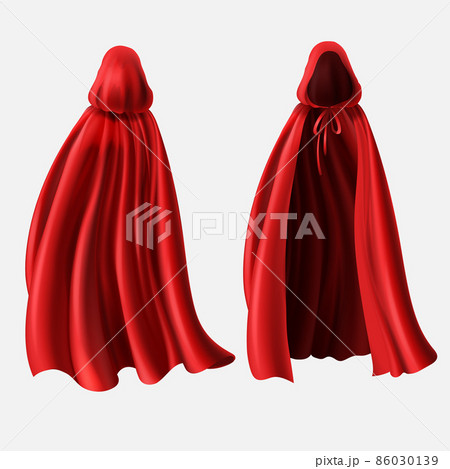 Vector realistic set of red cloaks with hoods Vector realistic set of red cloaks with hoods 86030139