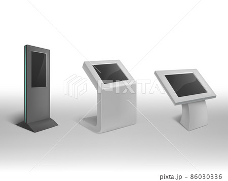 Vector 3d realistic digital informational kiosks, stands Vector 3d realistic digital informational kiosks, stands 86030336