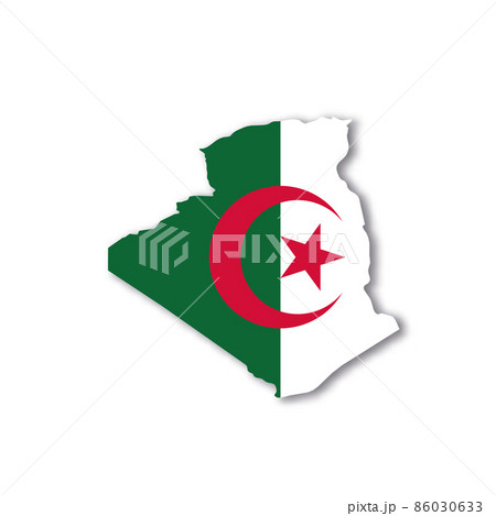 Algeria national flag in a shape of country map