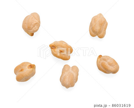 Chickpea beans isolated on white background. Top view. 86031619