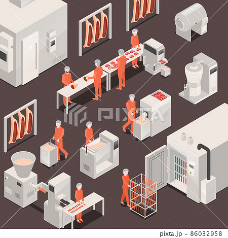 Meat Production Illustration 86032958