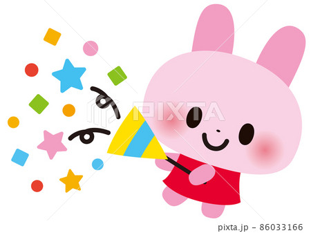 誕生日のお祝いをする楽しくて可愛いウサギ 86033166