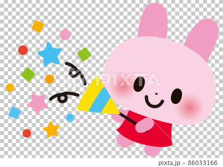 誕生日のお祝いをする楽しくて可愛いウサギ 86033166