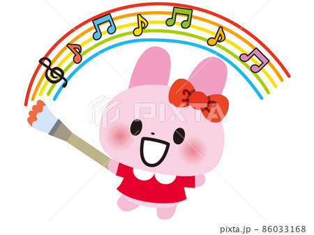 誕生日のお祝いをする楽しくて可愛いウサギ 誕生日のお祝いをする楽しくて可愛いウサギ 86033168